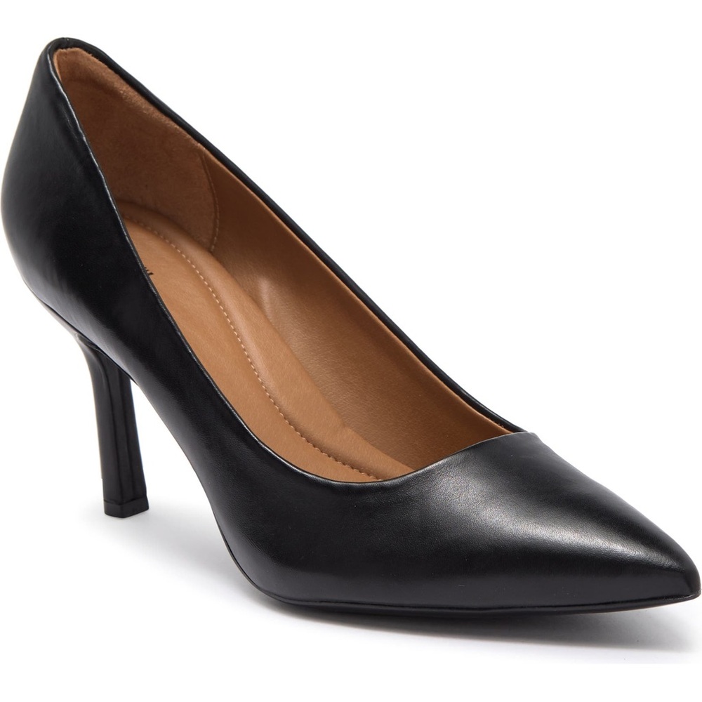 Nordstrom Rack Women Paigge Pointed Toe Heels Size 5 .5 Black Leather Slip On